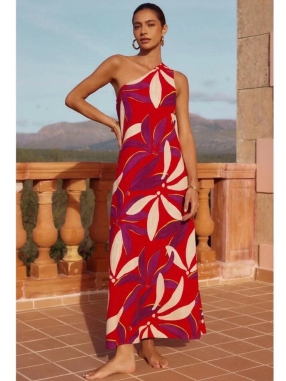 Mister Zimi Minka One Shoulder Floral Print Dress In Palma Size 2